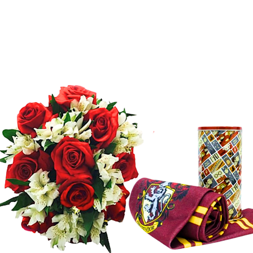 Rosas com Cachecol Harry Potter