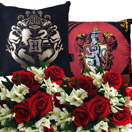 Buquê de Rosas e  Almofadas Harry Potter