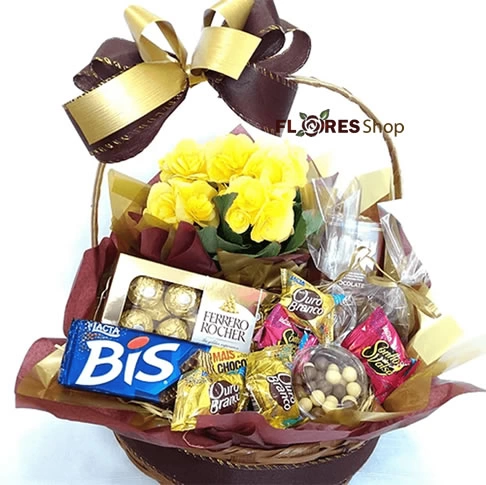 Cesta com chocolates