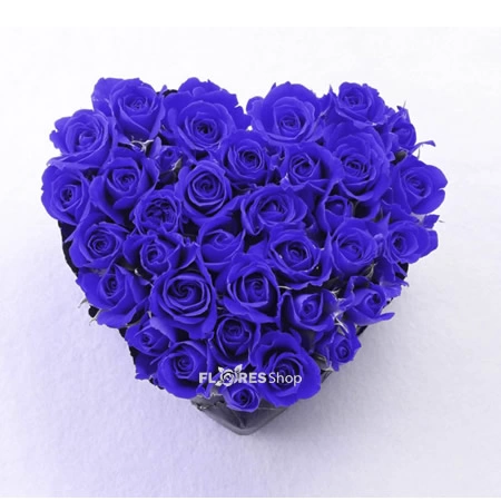 Coração com rosas azuis